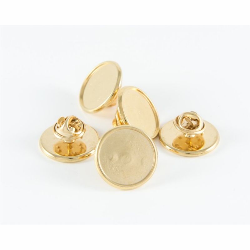 Premium Badge Blank round 16mm gold clutch and clear dome